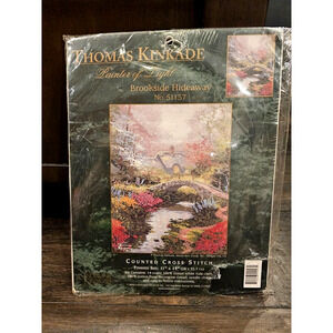 Thomas Kinkade Brookside Hideaway Embellished Cross Stitch Kit 51157 Sealed New